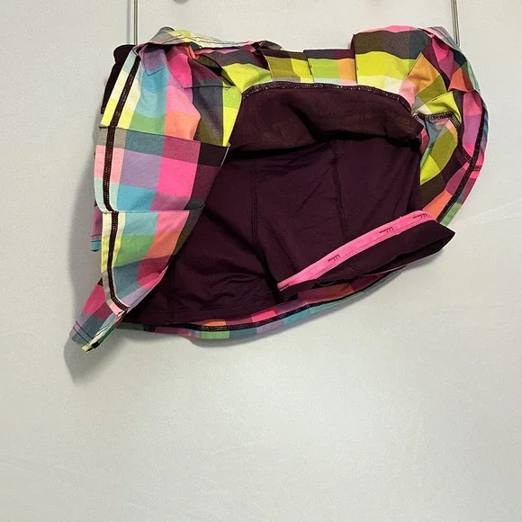 LULULEMON Pace Setter Skirt sea check plaid plum pink size 6 - Picture 5 of 12